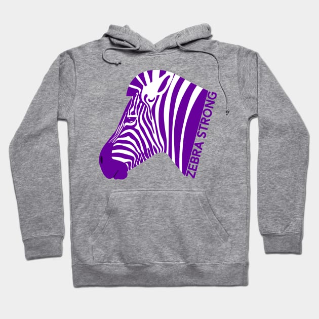 Ehlers Danlos Rare Disease Awareness Zebra Strong Purple Hoodie by Jesabee Designs